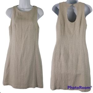 ALBERTO MAKALI Women's Oatmeal Floral Textured Linen Blend Sheath Dress Size 6
